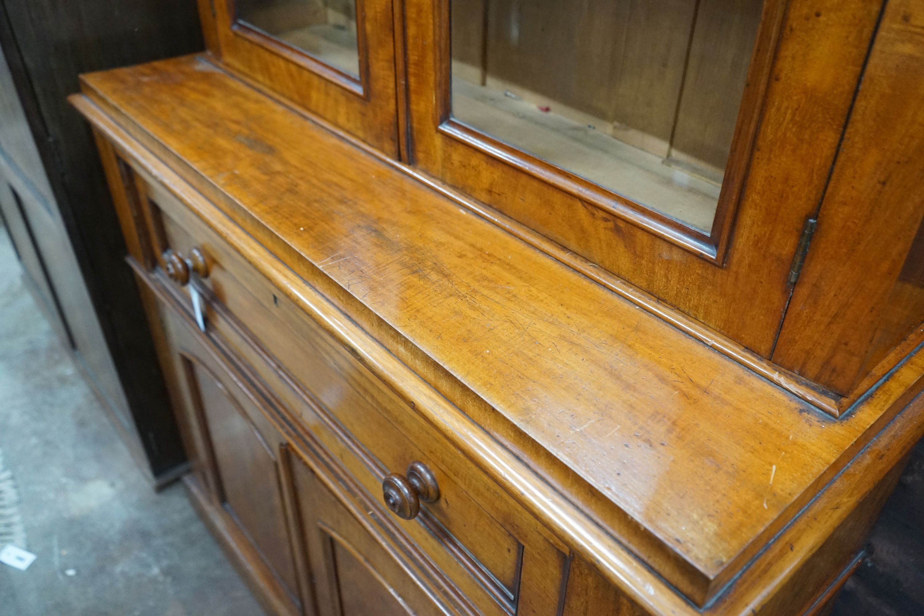 A Victorian mahogany secretaire bookcase, width 122cm, depth 47cm, height 220cm